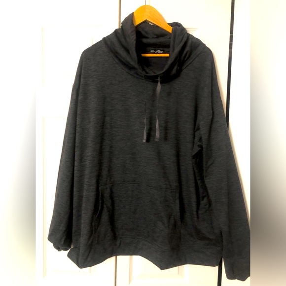 Crane cowl neck pullover grey activewear long sleeve plus size xxl top - Picture 1 of 5